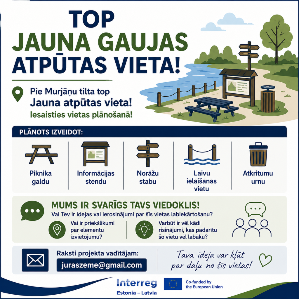 Aicinām iesaistīties atpūtas vietas pie Gaujas izveidē!